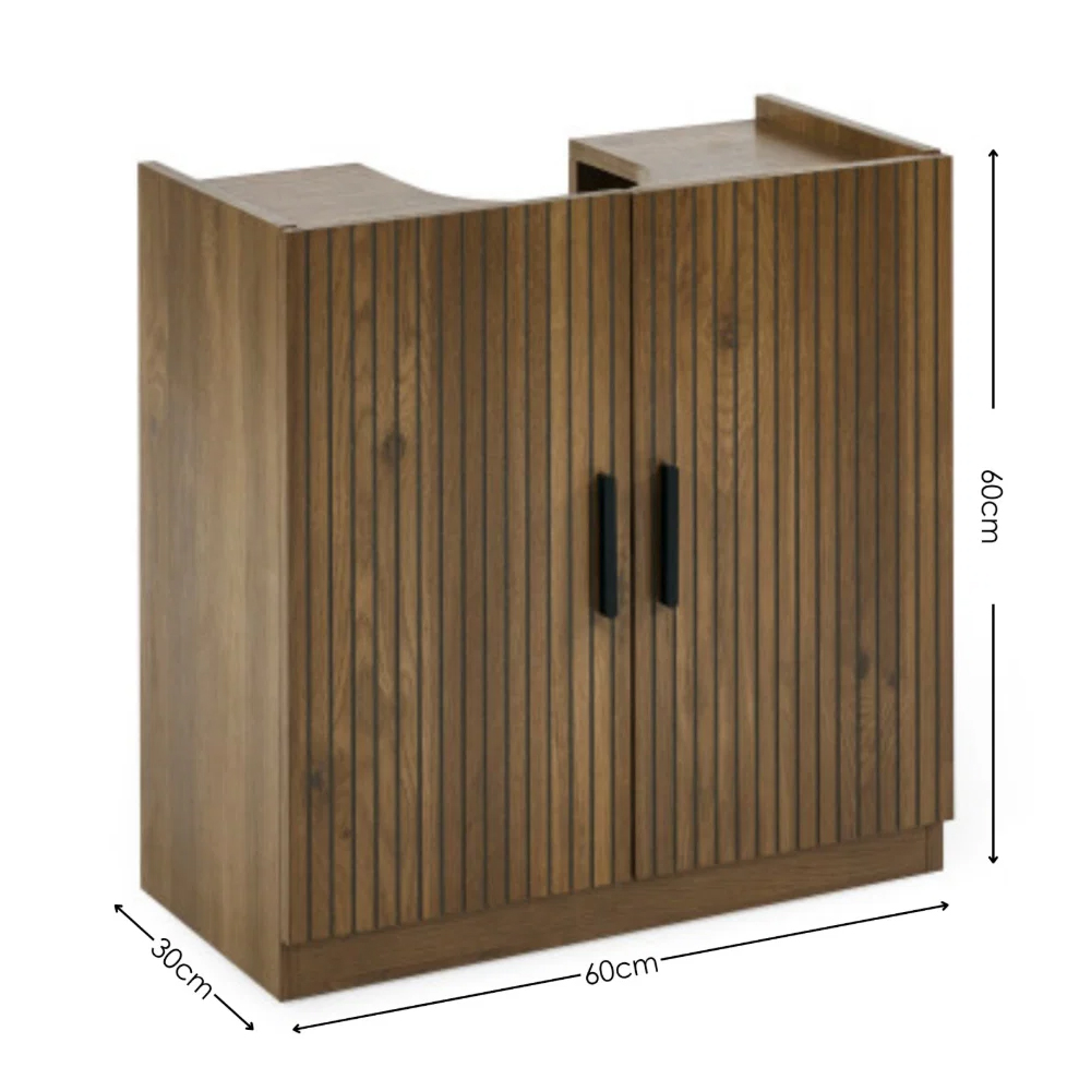 Hovaro Wooden Under Sink Bathroom Storage with 2 Doors in Walnut