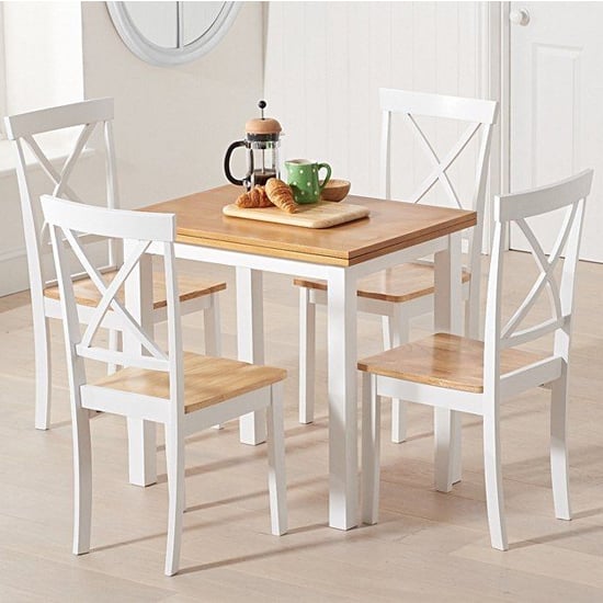 Hikaro Extending Dining Table In Oak, Square Extendable Table And 4 Chairs