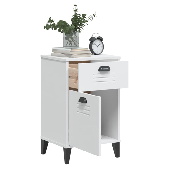 Hove Wooden Bedside Cabinet With 1 Door 1 Drawers In White