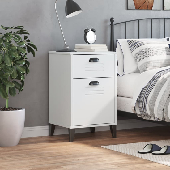 Read more about Hove wooden bedside cabinet with 1 door 1 drawers in white
