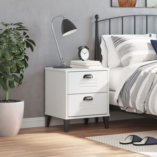 Read more about Hove wooden bedside cabinet with 2 drawers in white