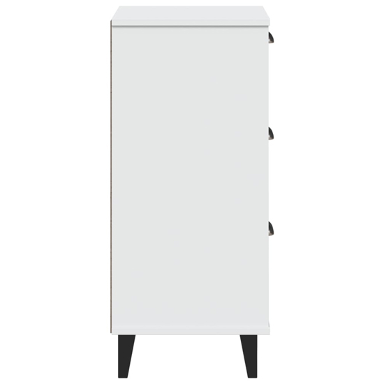 Hove Wooden Bedside Cabinet With 3 Drawer In White
