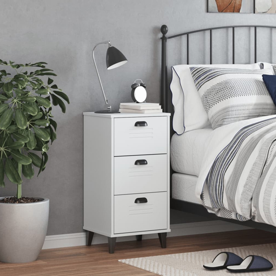 Read more about Hove wooden bedside cabinet with 3 drawer in white