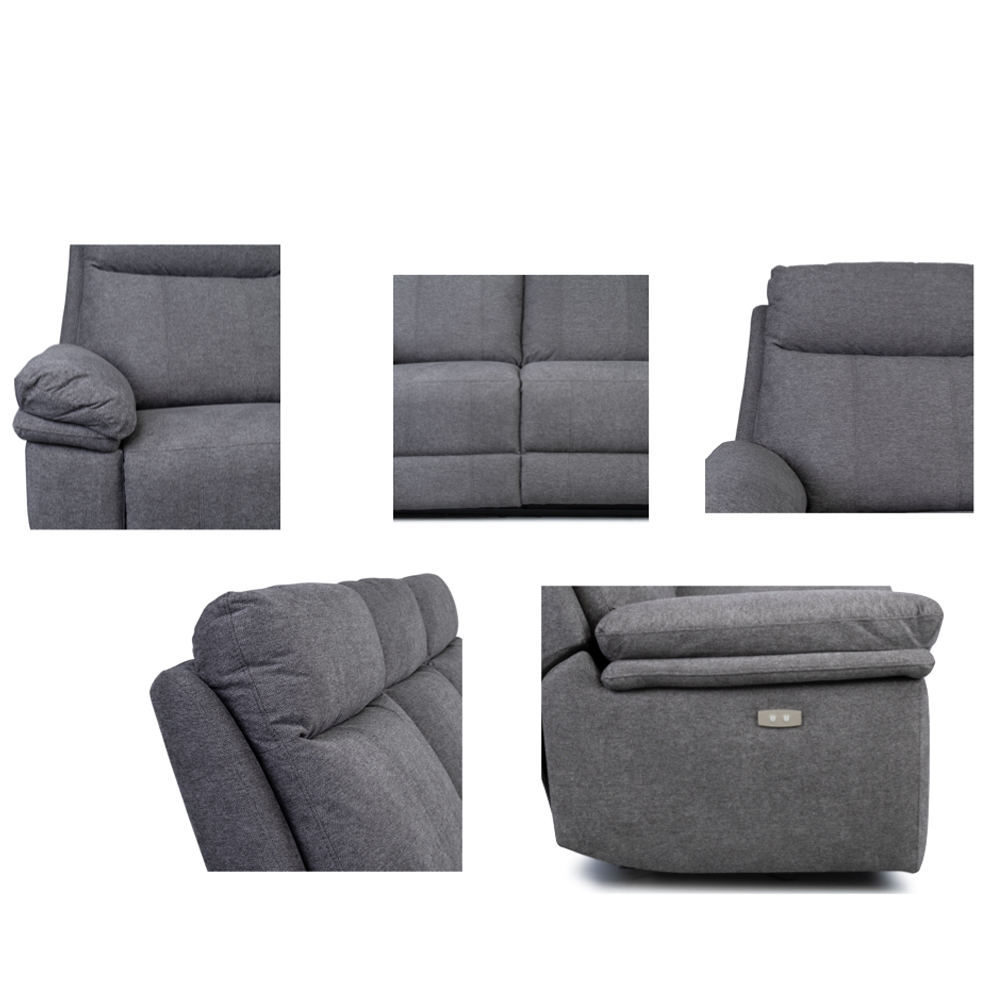 Hovian Fabric Electric Recliner 1 Seater Sofa in Dark Grey