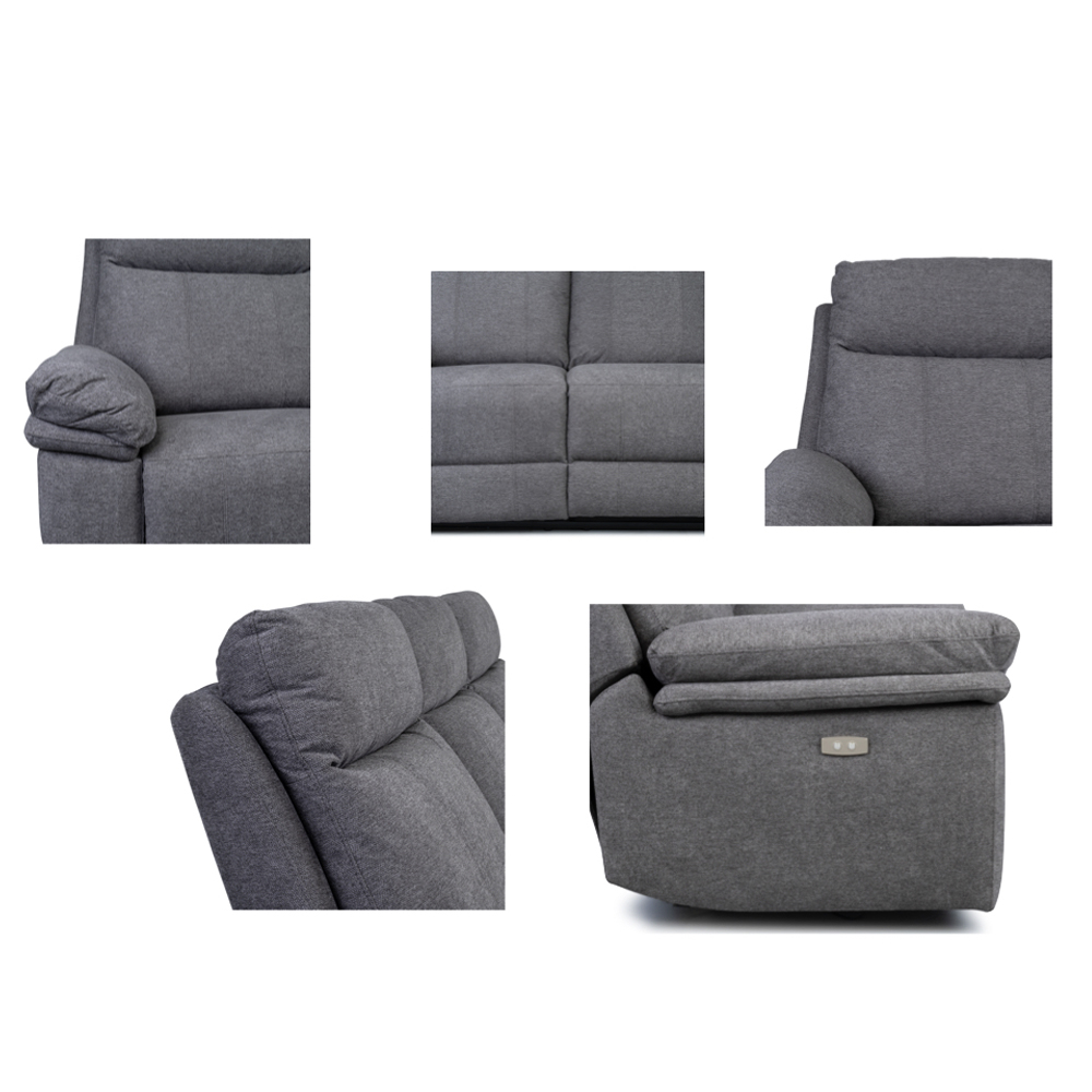 Hovian Fabric Electric Recliner 2 Seater Sofa in Dark Grey