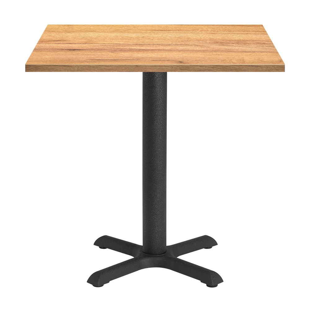 Hovirae Square Golden Oak Top Dining Table with Black Base