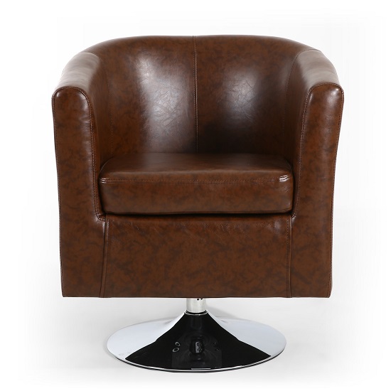 Howard Tub Chair In Antique Brown Leather Match With