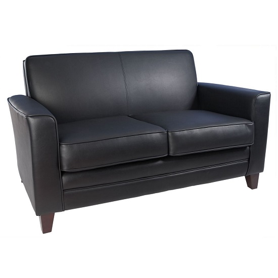 Product photograph of Howden 2 Seater Sofa In Black Faux Leather With Wooden Legs from Furniture in Fashion