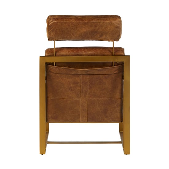 Hoxman Faux Leather Lounge Chair In Light Brown With Gold Legs