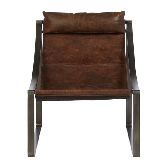 Hoxman Faux Leather Sling Design Accent Chair In Brown_2