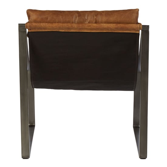 Hoxman Faux Leather Sling Design Accent Chair In Light Brown