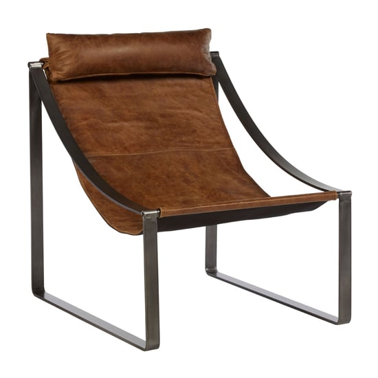 Read more about Hoxman faux leather sling design accent chair in light brown