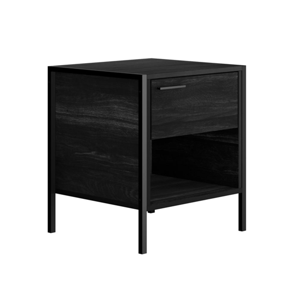 Read more about Hoxton wooden bedside cabinet with 1 drawer in black