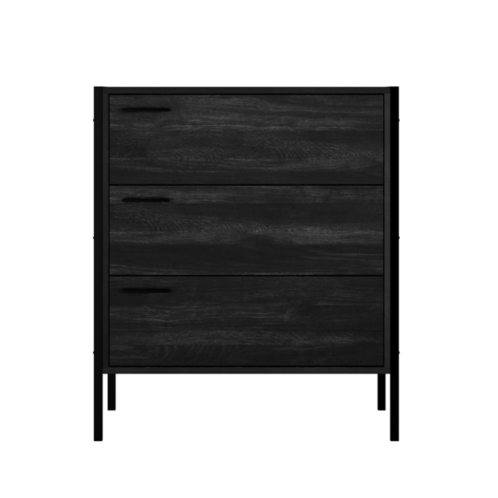 Hoxton Wooden Chest Of 3 Drawers In Black