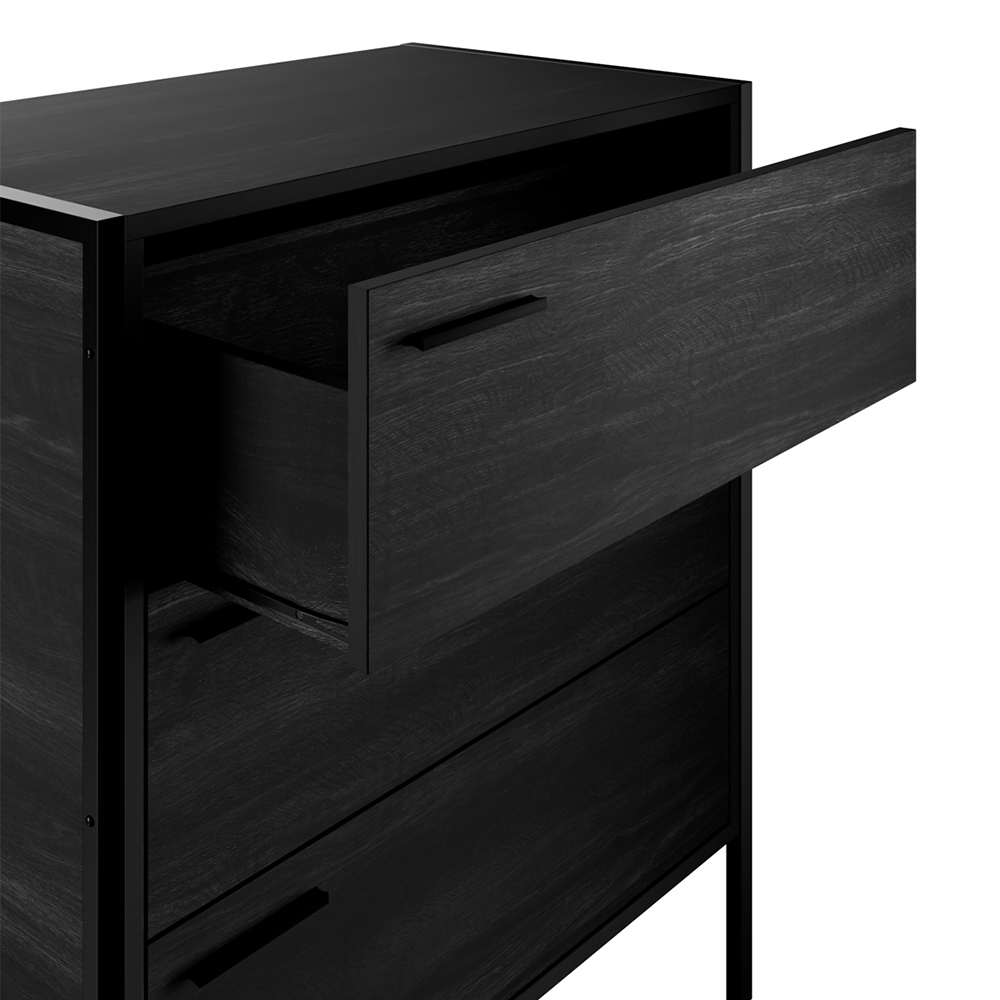 Hoxton Wooden Chest Of 3 Drawers In Black