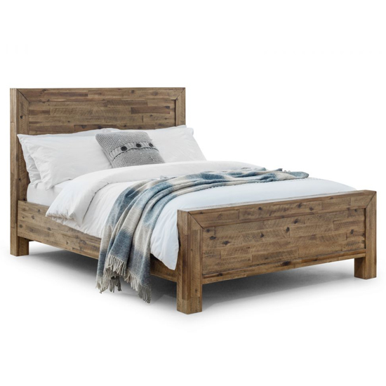 Hania Wooden King Size Bed In Rustic Oak | Furniture in Fashion