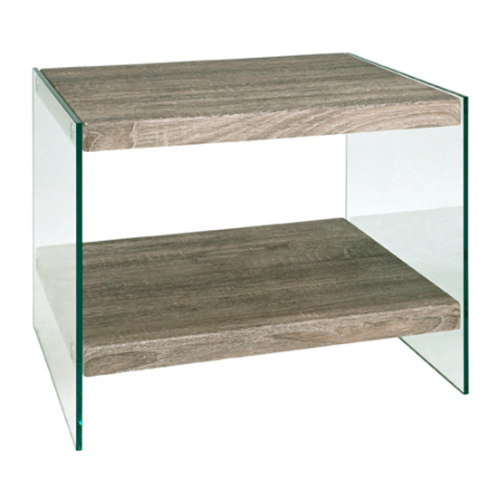 Read more about Huach wooden side table in truffle oak with glass sides