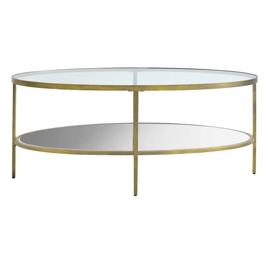 Product photograph of Hobson Clear Glass Coffee Table With Champagne Frame from Furniture in Fashion