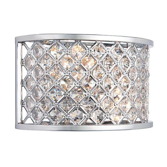 Hudson 2 Lights Clear Crystal Wall Light In Polished Chrome