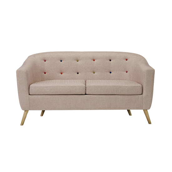 Harpole 2 Seater Fabric Sofa In Beige With Buttons