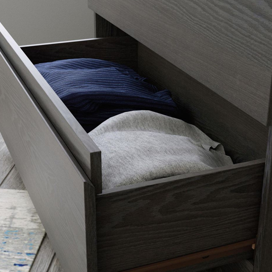 Hayward Wooden Chest Of 4 Drawer In Charcoal Ash And Pearl Oak