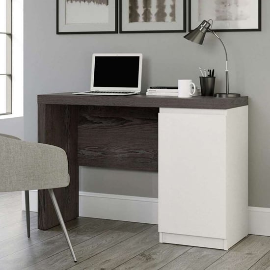 Photo of Hudson wooden computer desk in charcoal ash and pearl oak