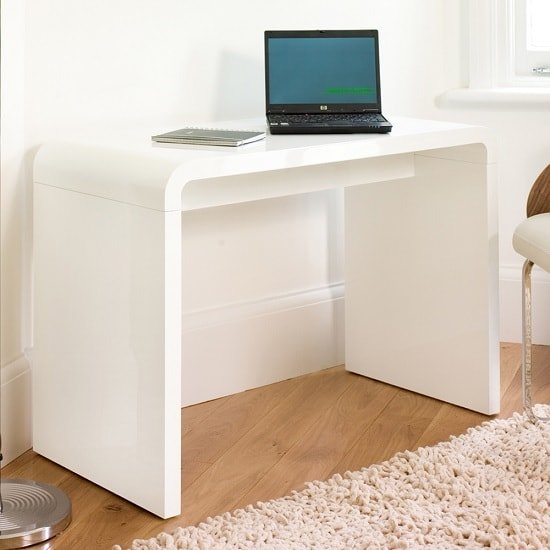 Read more about Hudson rectangular high gloss computer desk in white