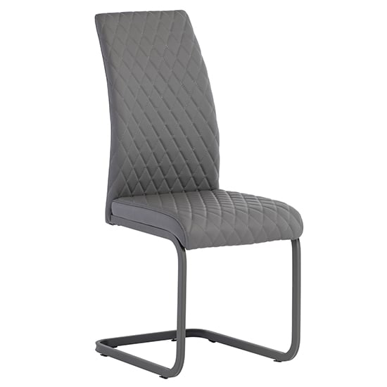 Huskon Faux Leather Dining Chair In Grey