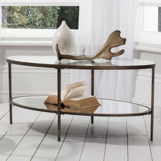 Photo of Hobson clear glass coffee table with bronze frame