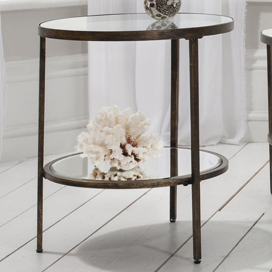 Hudson Mirrored Side Table In Bronze