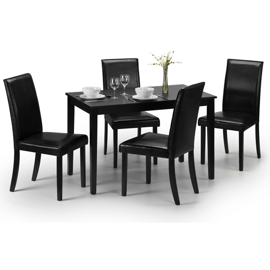 Haneul Wooden Dining Table In Lacquered Black