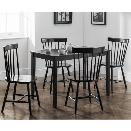 Haneul Wooden Dining Table In Lacquered Black
