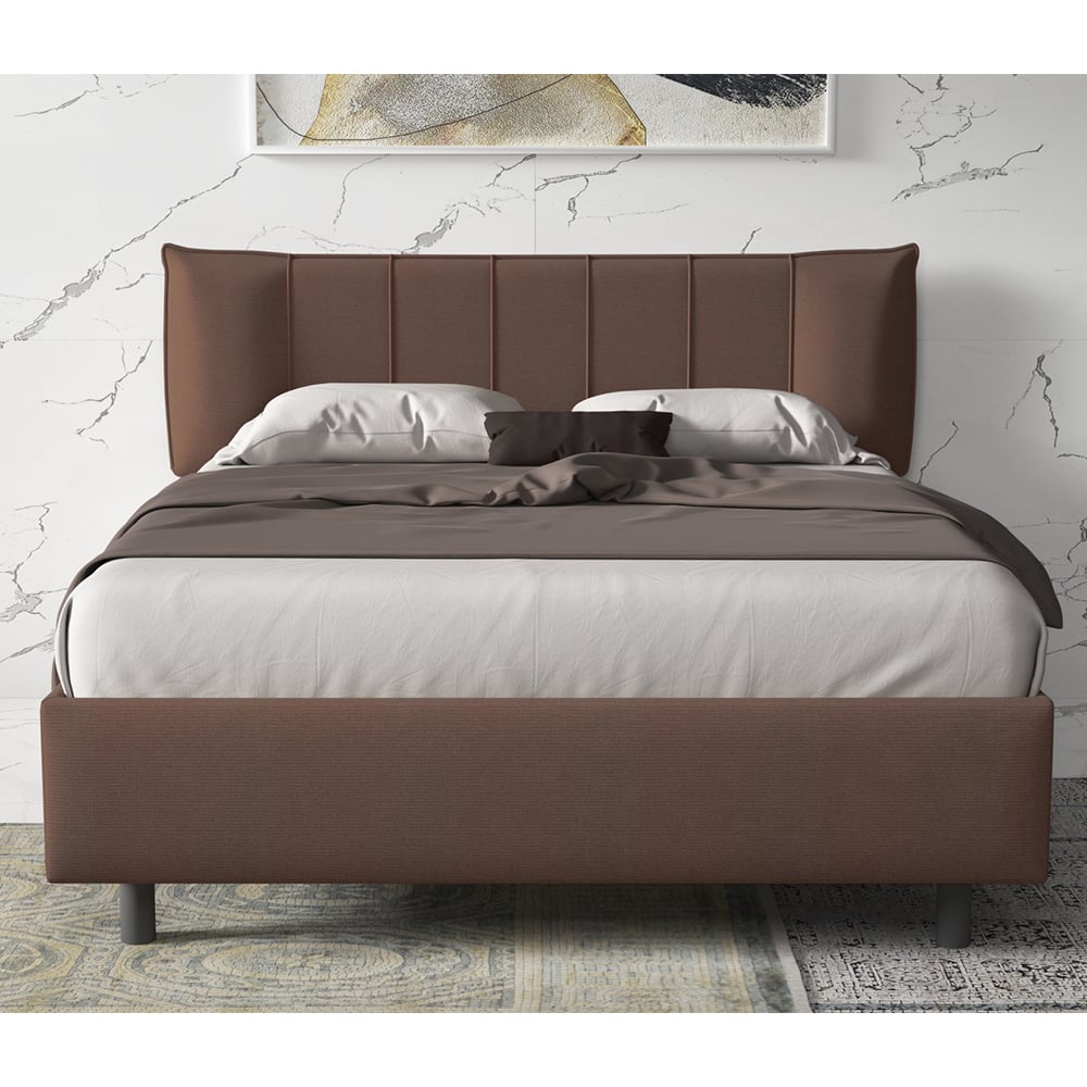 Product photograph of Hugo Fabric King Size Bed In Brown from Furniture in Fashion