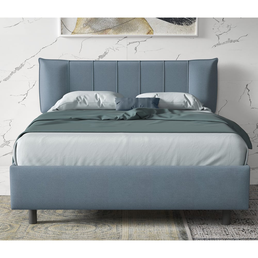 Product photograph of Hugo Fabric King Size Bed In Sky Blue from Furniture in Fashion