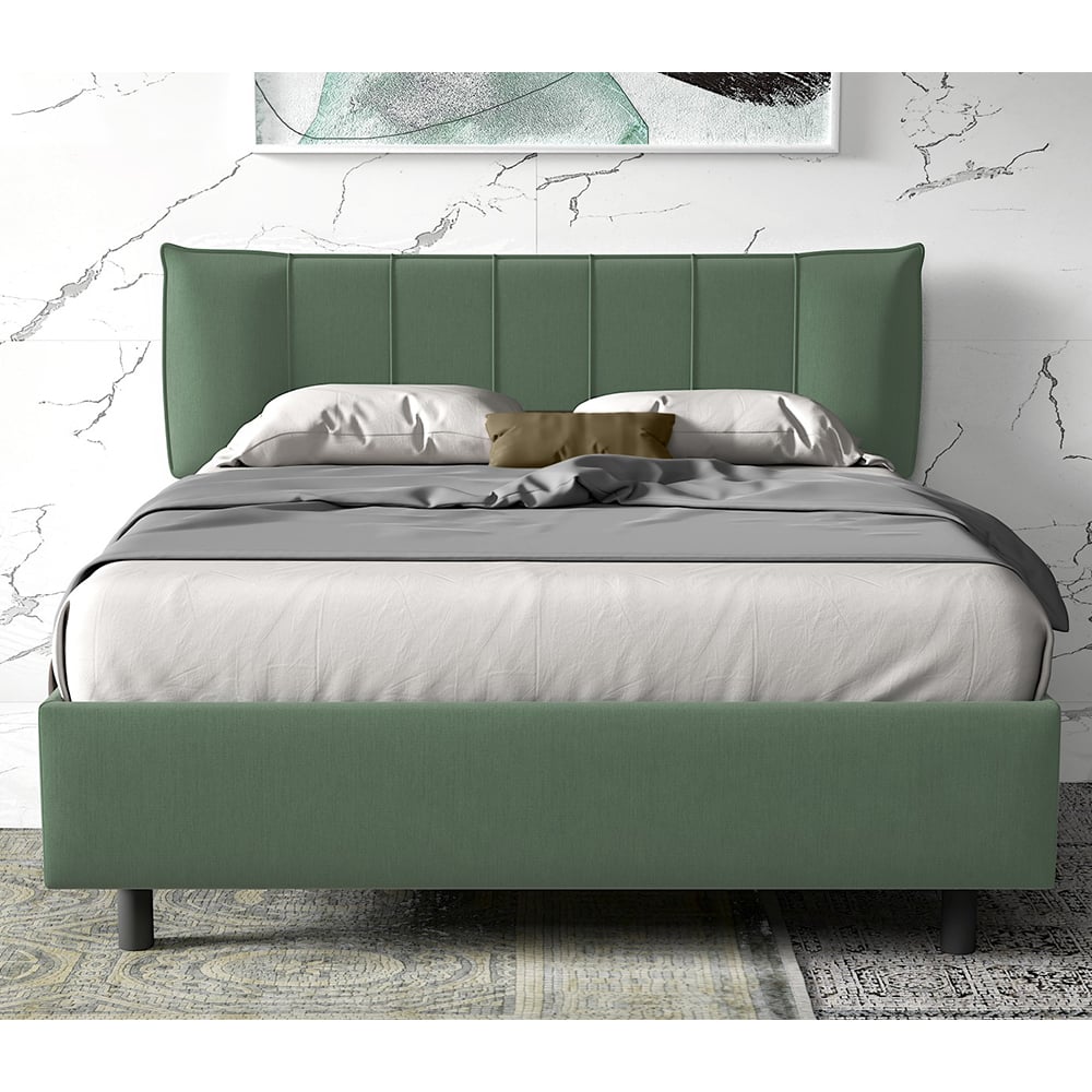 Product photograph of Hugo Fabric Small Double Bed In Sage Green from Furniture in Fashion