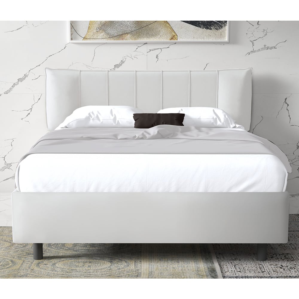 Product photograph of Hugo Leather Small Double Bed In White from Furniture in Fashion