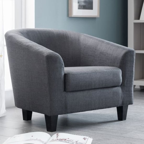 Photo of Haddie linen fabric tub chair in slate grey