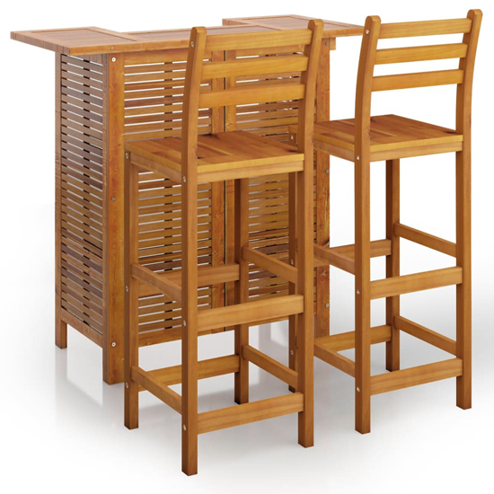 Hugo Solid Wood Garden Bar Table And Bar Chairs With Backrest