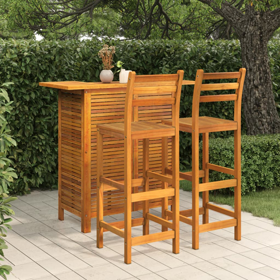 Hugo Solid Wood Garden Bar Table And Bar Chairs With Backrest Furniture in Fashion