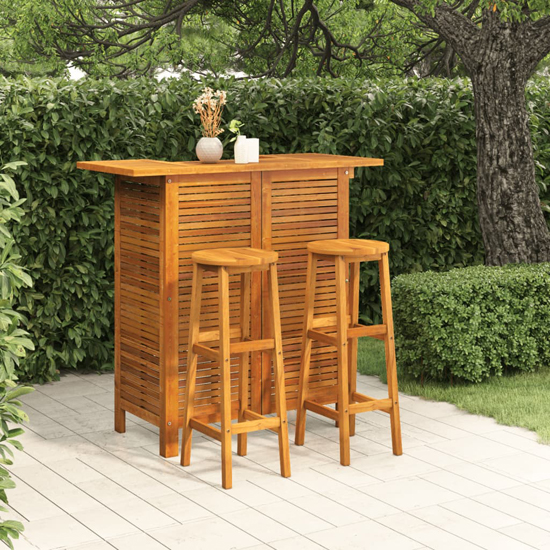 Hugo Solid Wood Garden Bar Table And Bar Stools With Round Seat