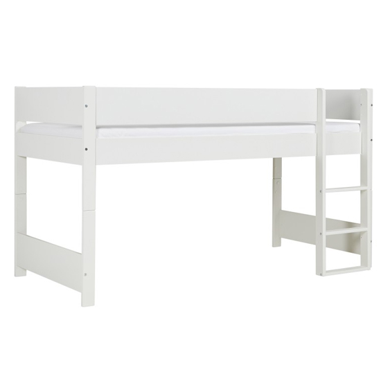 Huia Kids Mid Sleeper Bunk Bed In White And Blue Rocket Curtain_2