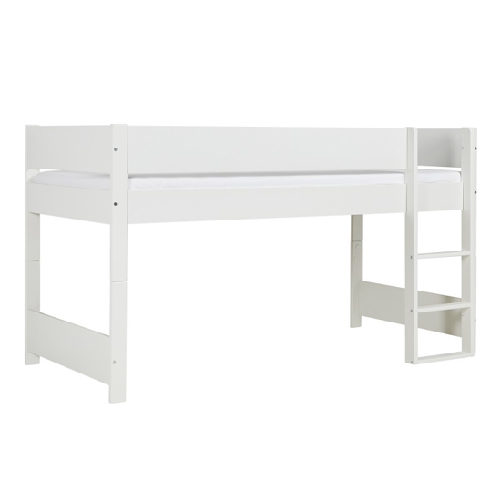 Huia Kids Mid Sleeper Bunk Bed In White And Butterfly Curtain_2
