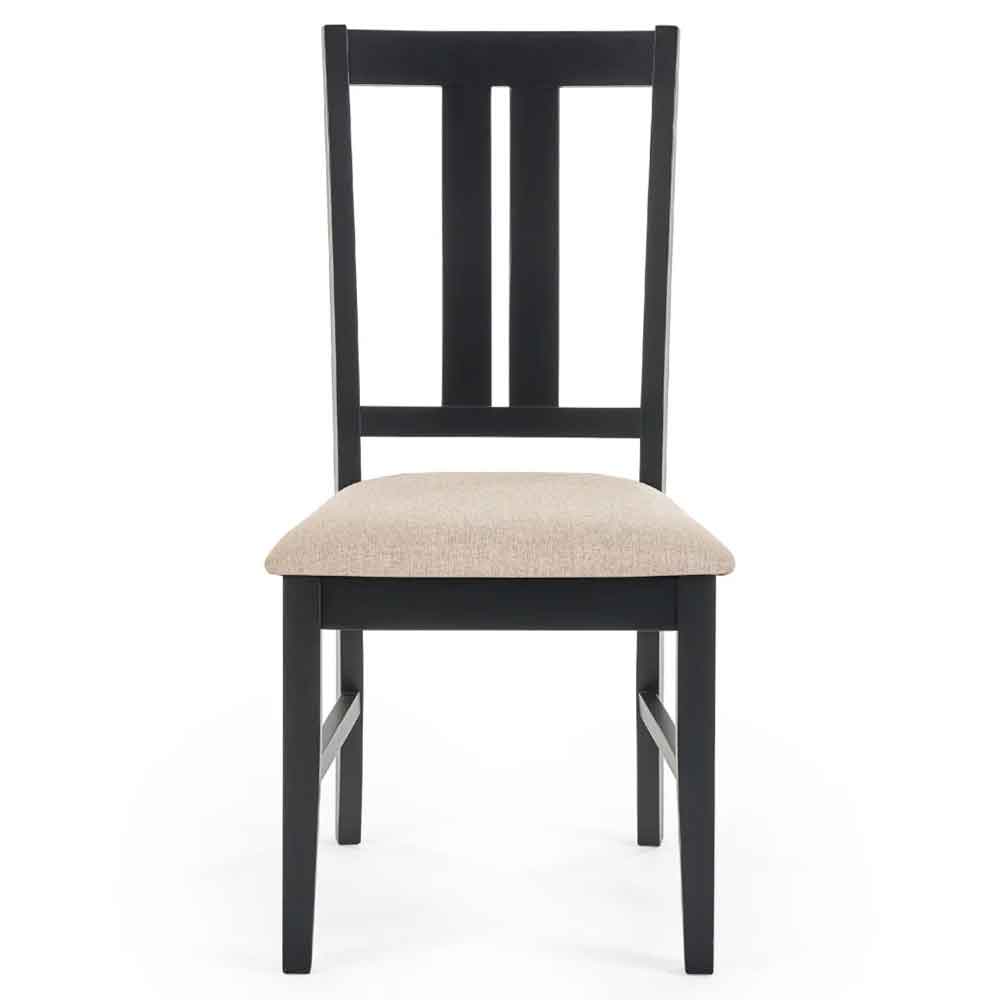 Hull Black Wooden Dining Chairs in Pair