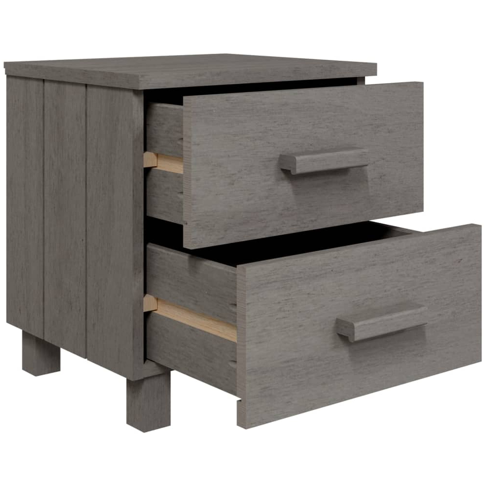 Hull Wooden Bedside Cabinet With 2 Drawers In Light Grey