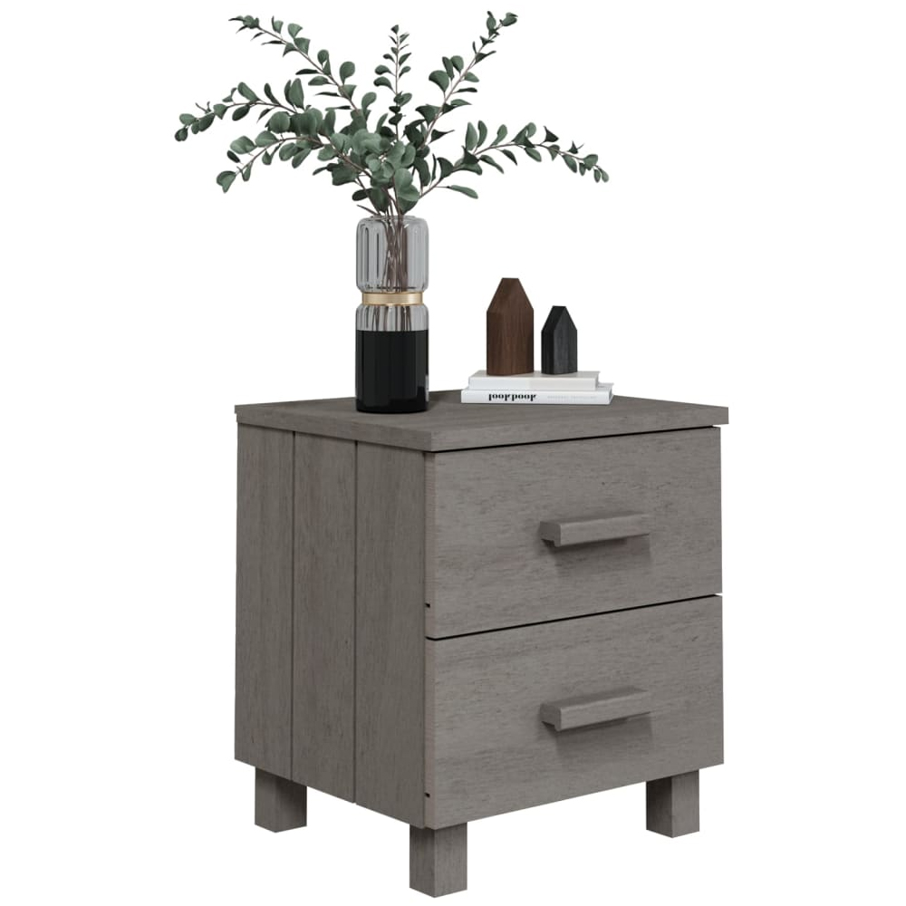 Hull Wooden Bedside Cabinet With 2 Drawers In Light Grey