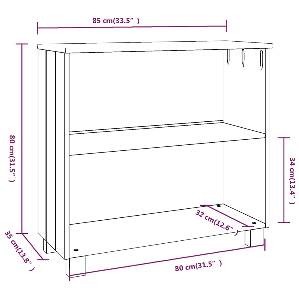 Hull Wooden Bookcase With 2 Shelf In Brown