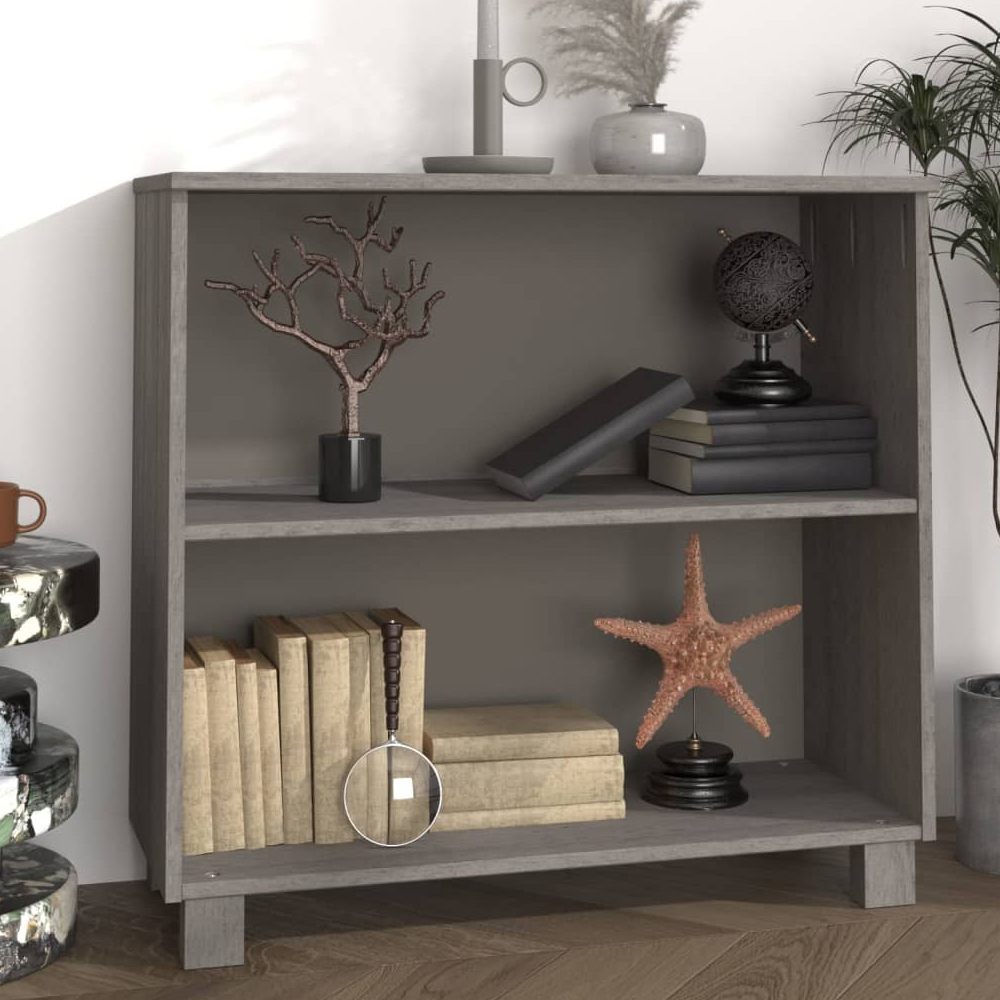 Hull Wooden Bookcase With 2 Shelf In Light Grey