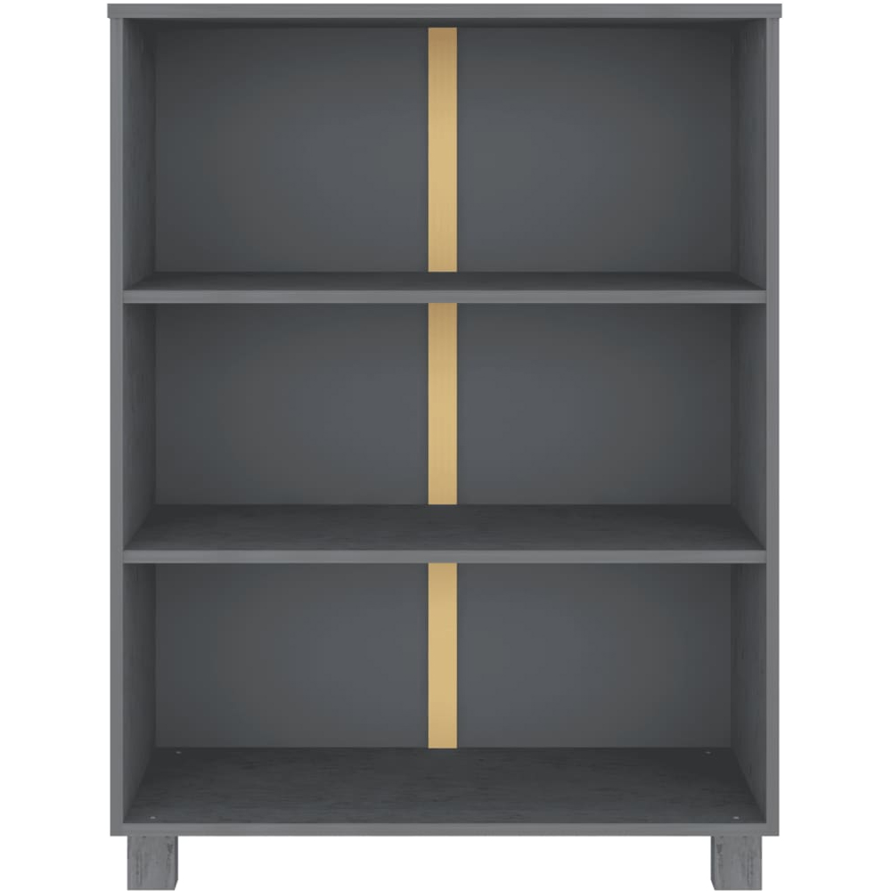 Hull Wooden Bookcase With 3 Shelves In Dark Grey