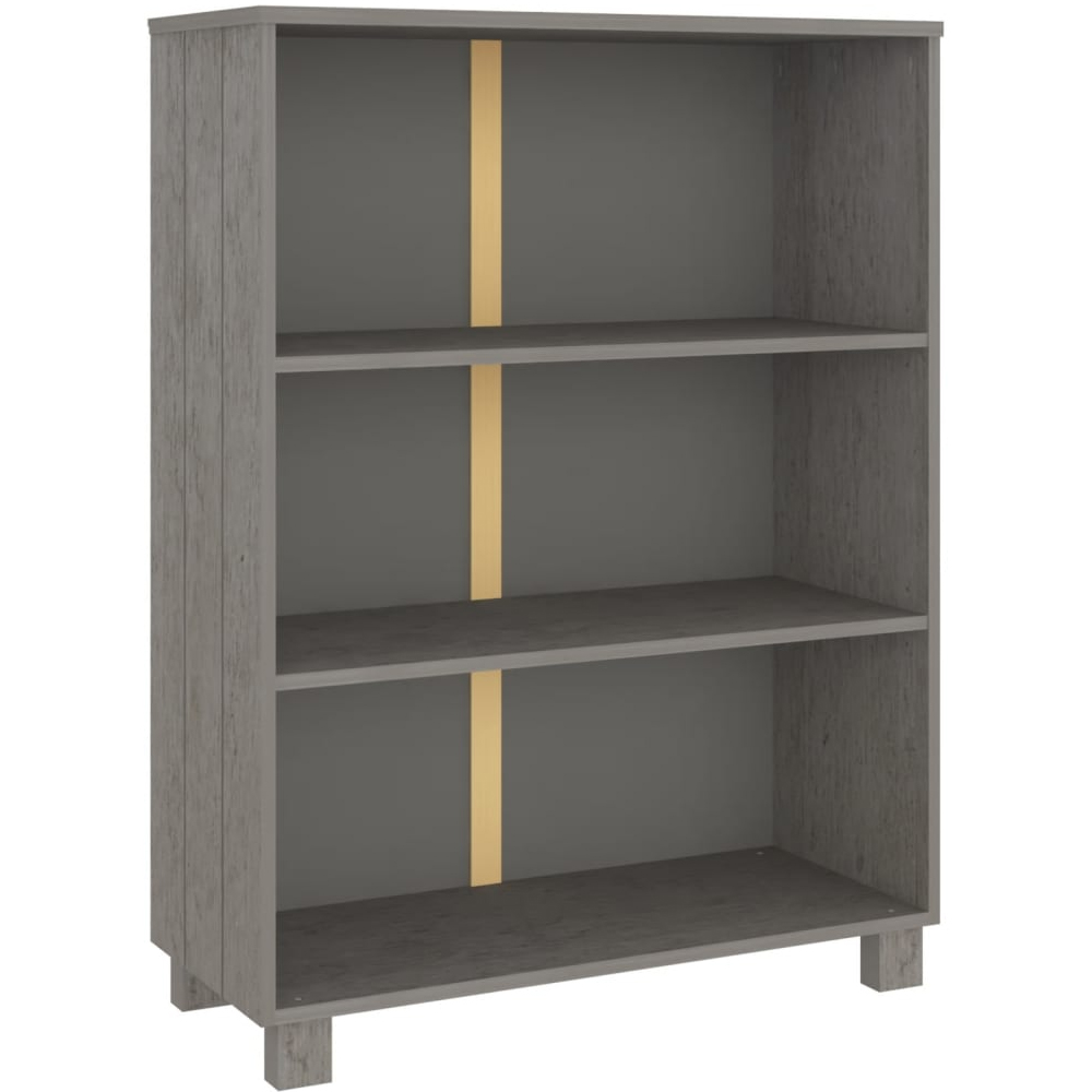 Hull Wooden Bookcase With 3 Shelves In Light Grey