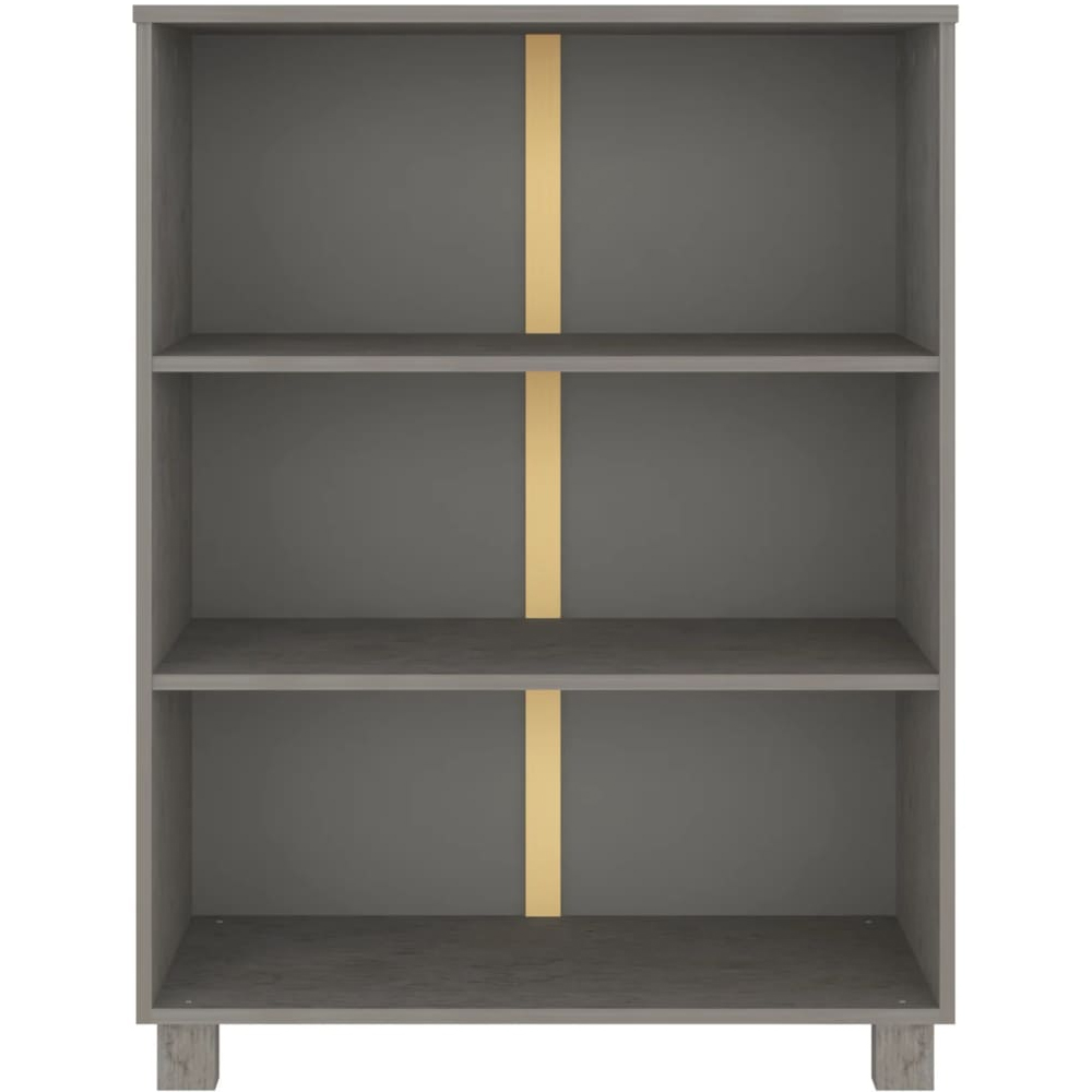 Hull Wooden Bookcase With 3 Shelves In Light Grey